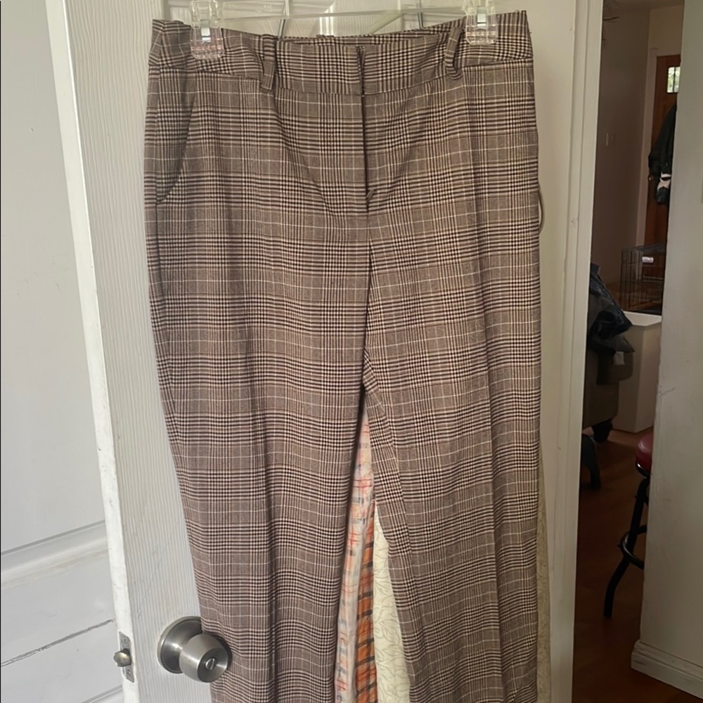 Brand Straight Leg Plaid Pants